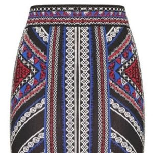 BCBGMAXAZRIA Geometric Jacquard Pencil Skirt Large